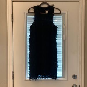 Anthropology size 14 Feathered black slip dress